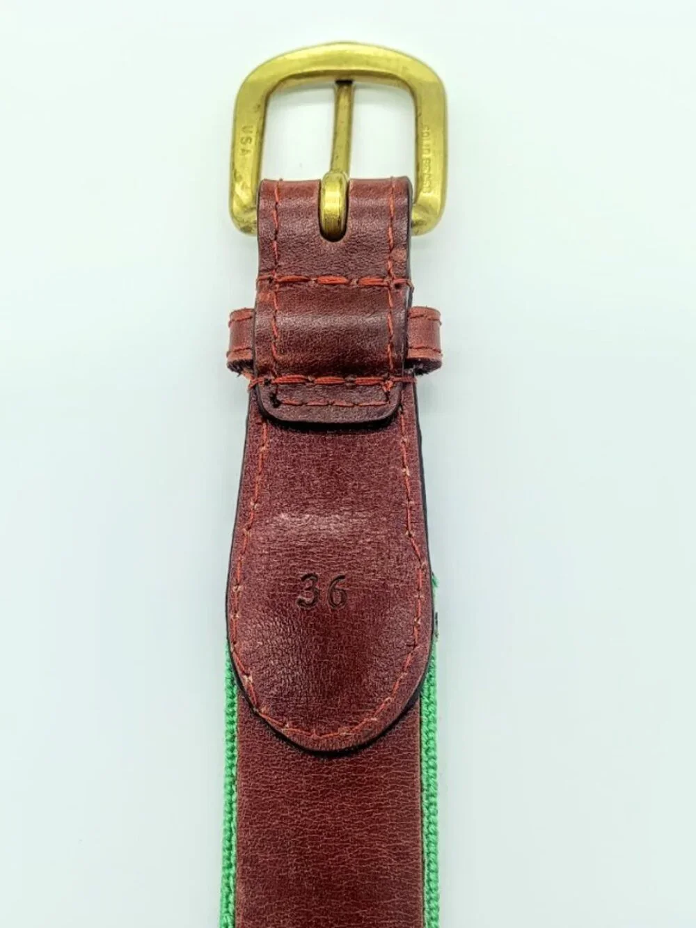 Smathers & Branson Hand-Stitched Needlepoint Leather Belt